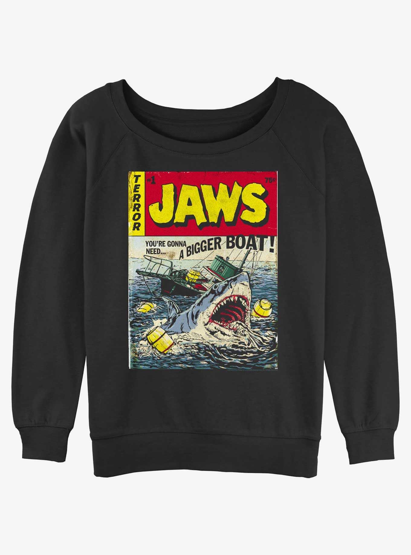 Jaws Shark Attack Need A Bigger Boat Girls Slouchy Sweatshirt, , hi-res