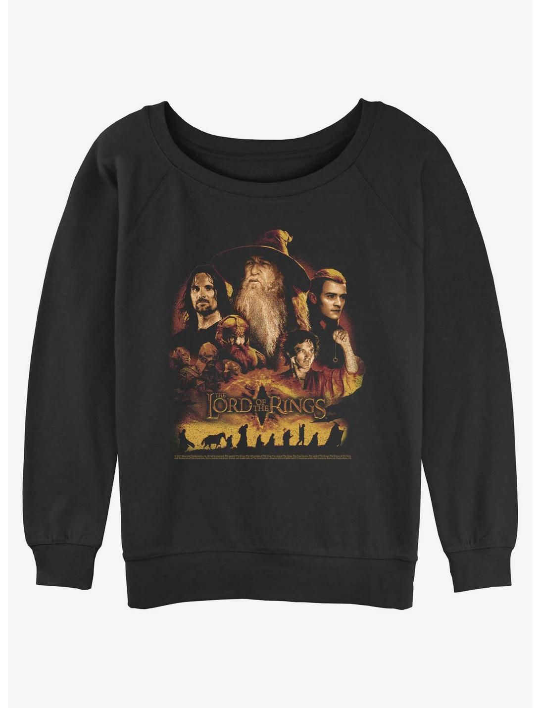 The Lord of the Rings Character Heads Girls Slouchy Sweatshirt, BLACK, hi-res