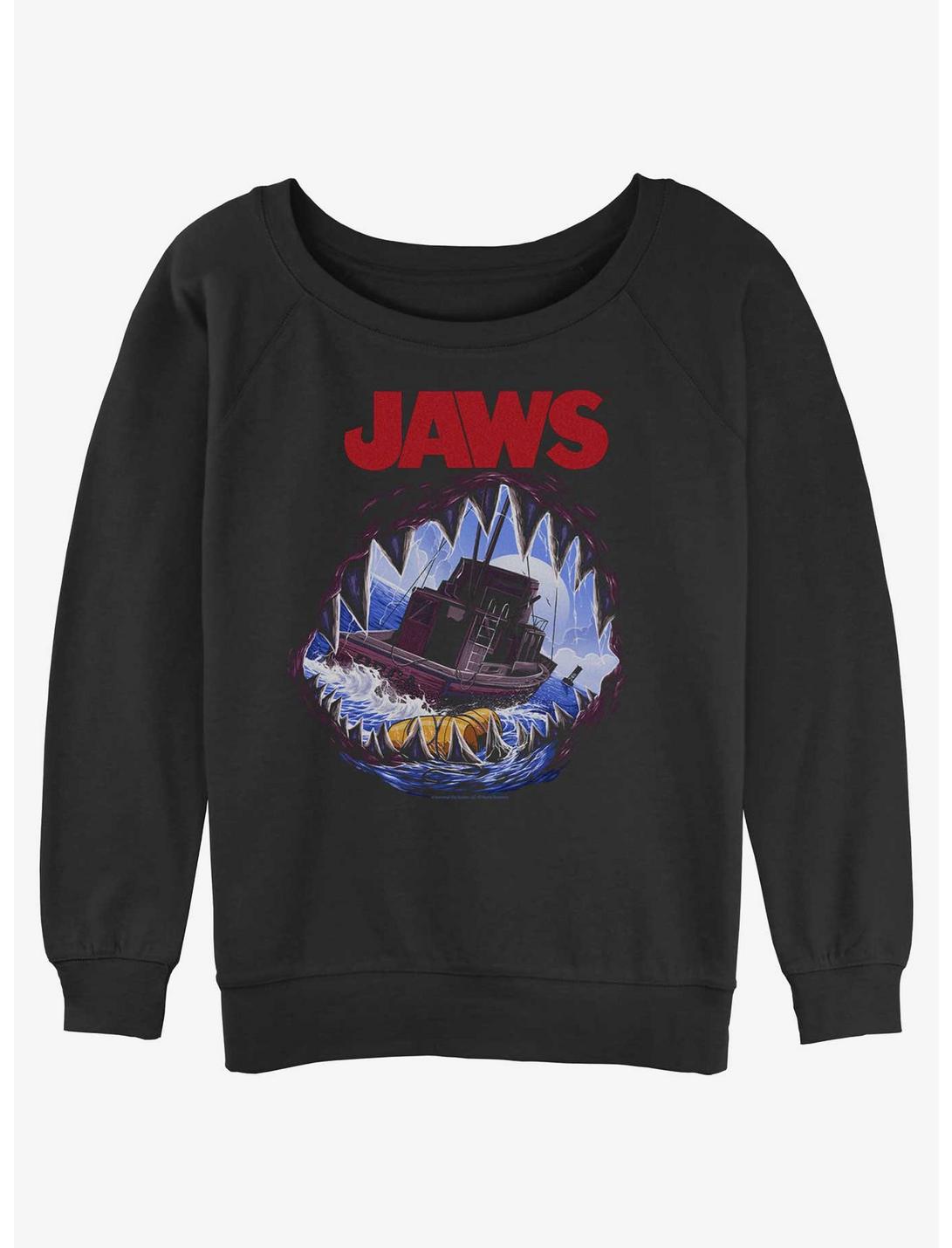 Jaws Deep Sea Terror Girls Slouchy Sweatshirt, BLACK, hi-res