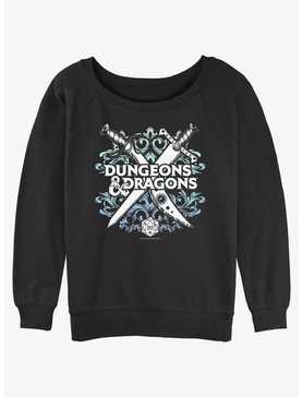 Dungeons & Dragons Decorative Crossed Weapons Logo Girls Slouchy Sweatshirt, , hi-res