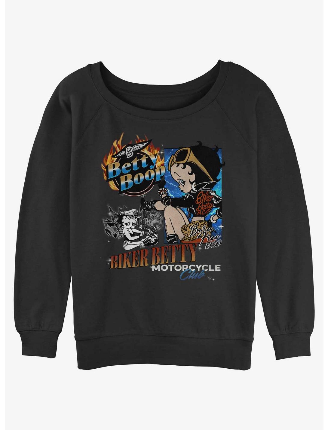 Betty Boop Biker Betty Girls Slouchy Sweatshirt, BLACK, hi-res