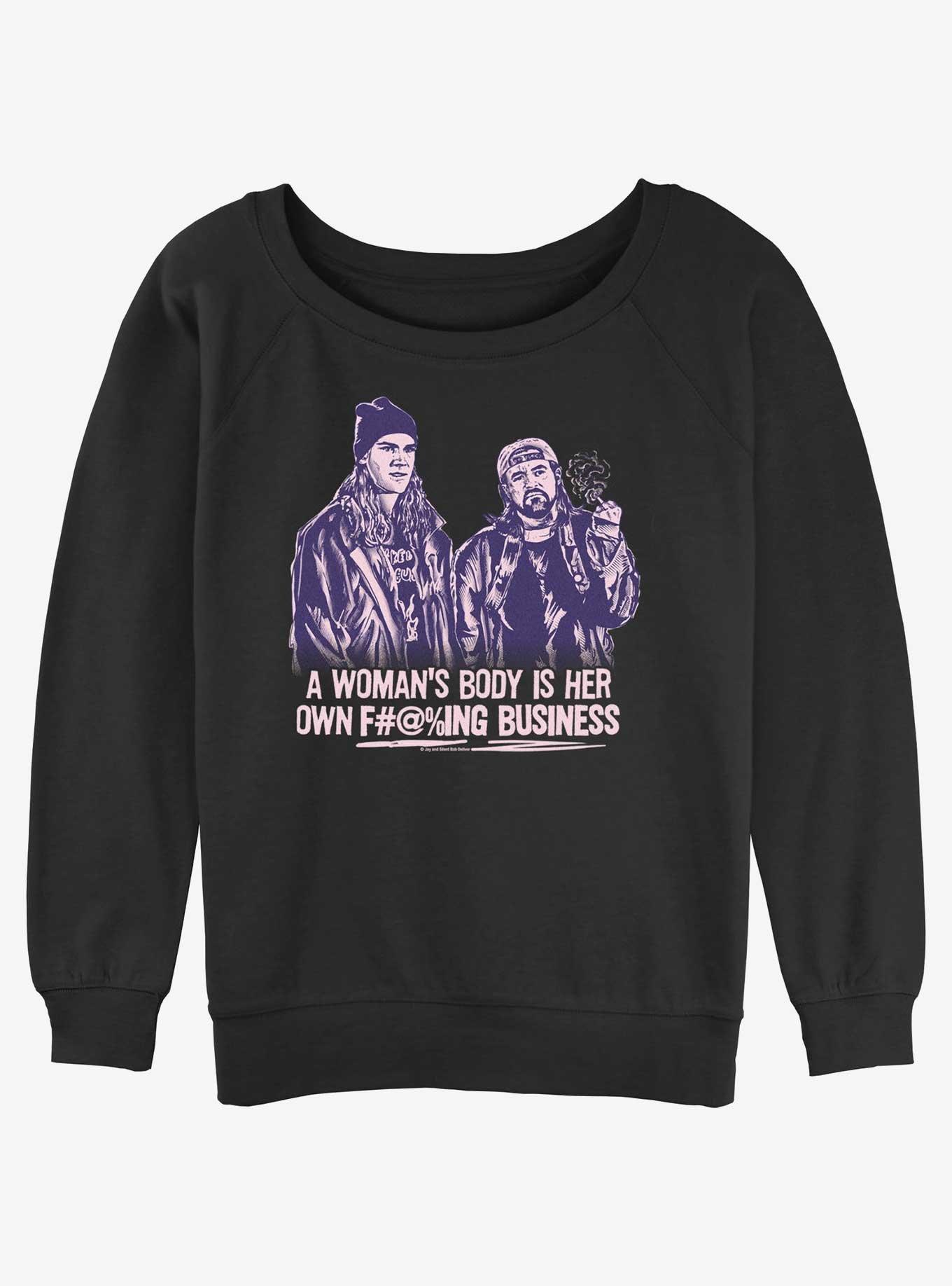 Jay and Silent Bob Nunnya Beeswax Girls Slouchy Sweatshirt, BLACK, hi-res