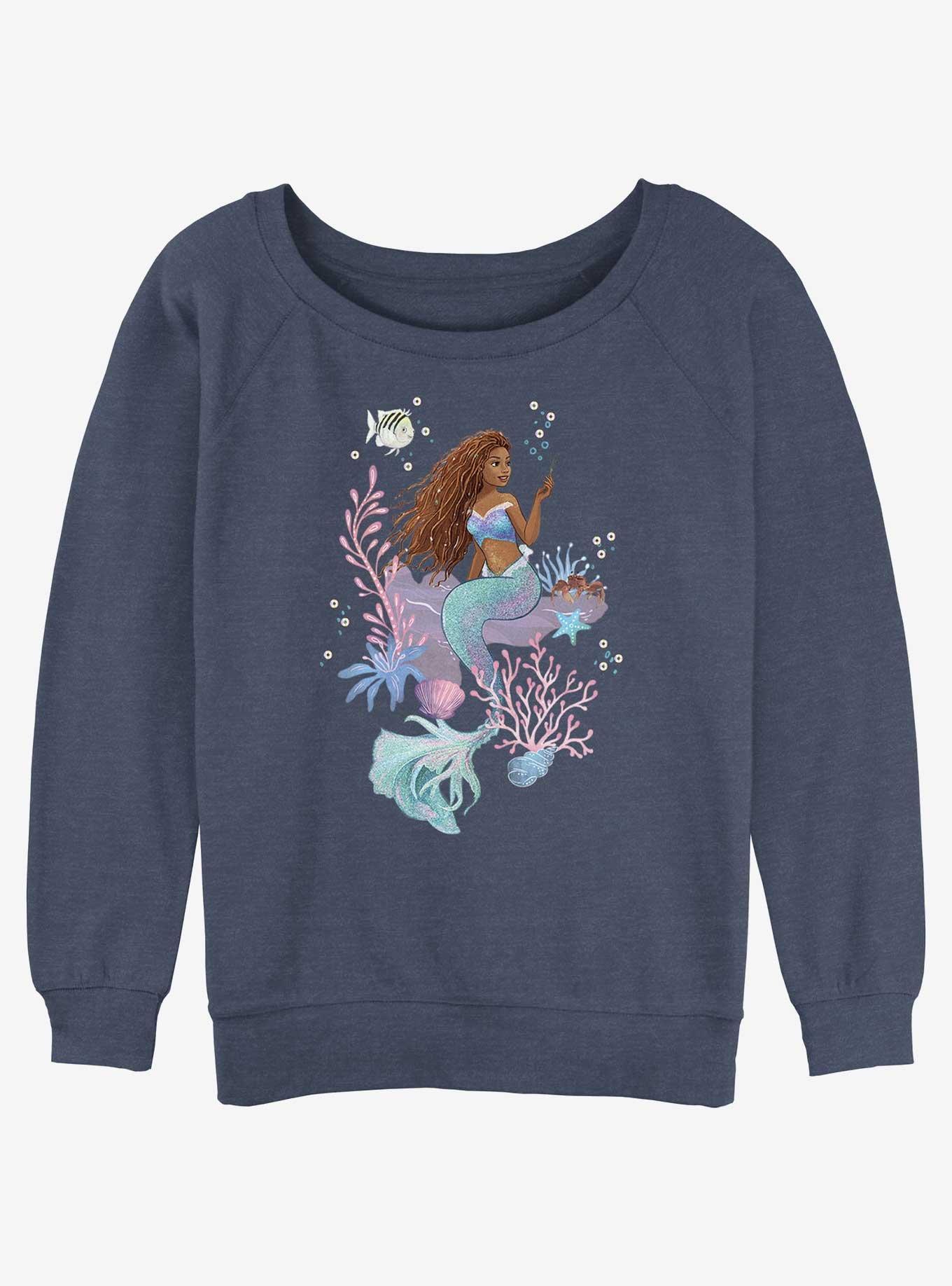 Disney The Little Mermaid Ariel Dinglehopper Girls Slouchy Sweatshirt, BLUEHTR, hi-res