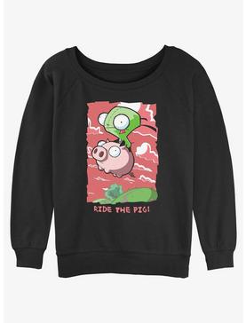 Invader ZIM GIR Ride The Pig Girls Slouchy Sweatshirt, , hi-res