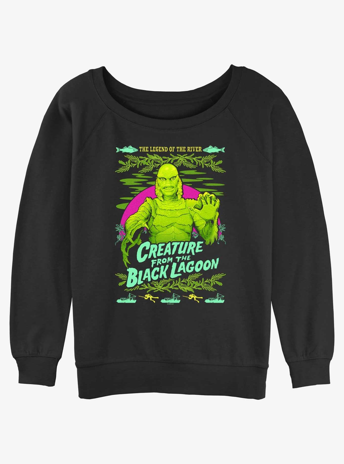 Universal Monsters Creature From The Black Lagoon Girls Slouchy Sweatshirt, BLACK, hi-res