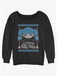 Sally Face Ugly Sweater Girls Slouchy Sweatshirt, BLACK, hi-res