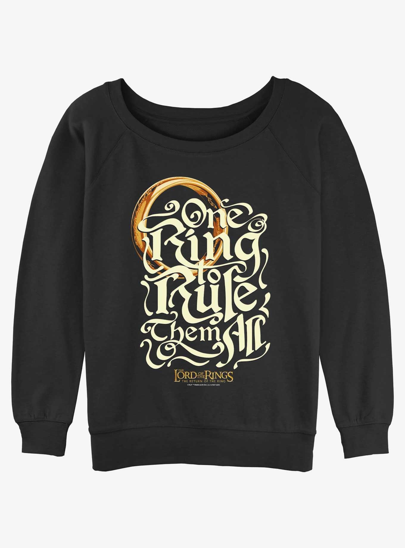The Lord of the Rings One Ring To Rule Them All Girls Slouchy Sweatshirt, BLACK, hi-res