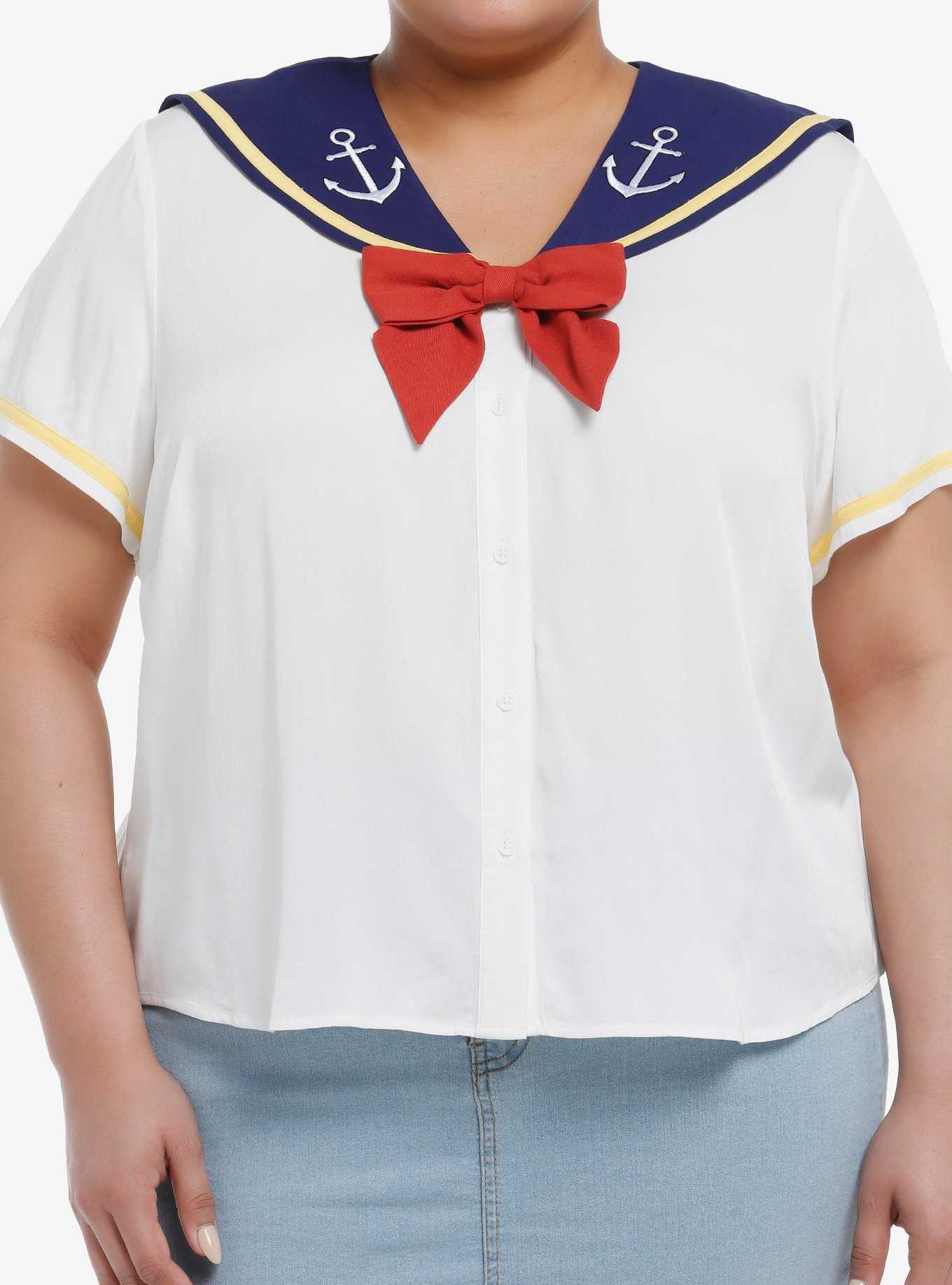 Her Universe Disney Donald Duck Sailor Girls Woven Button-Up Plus Size, , hi-res