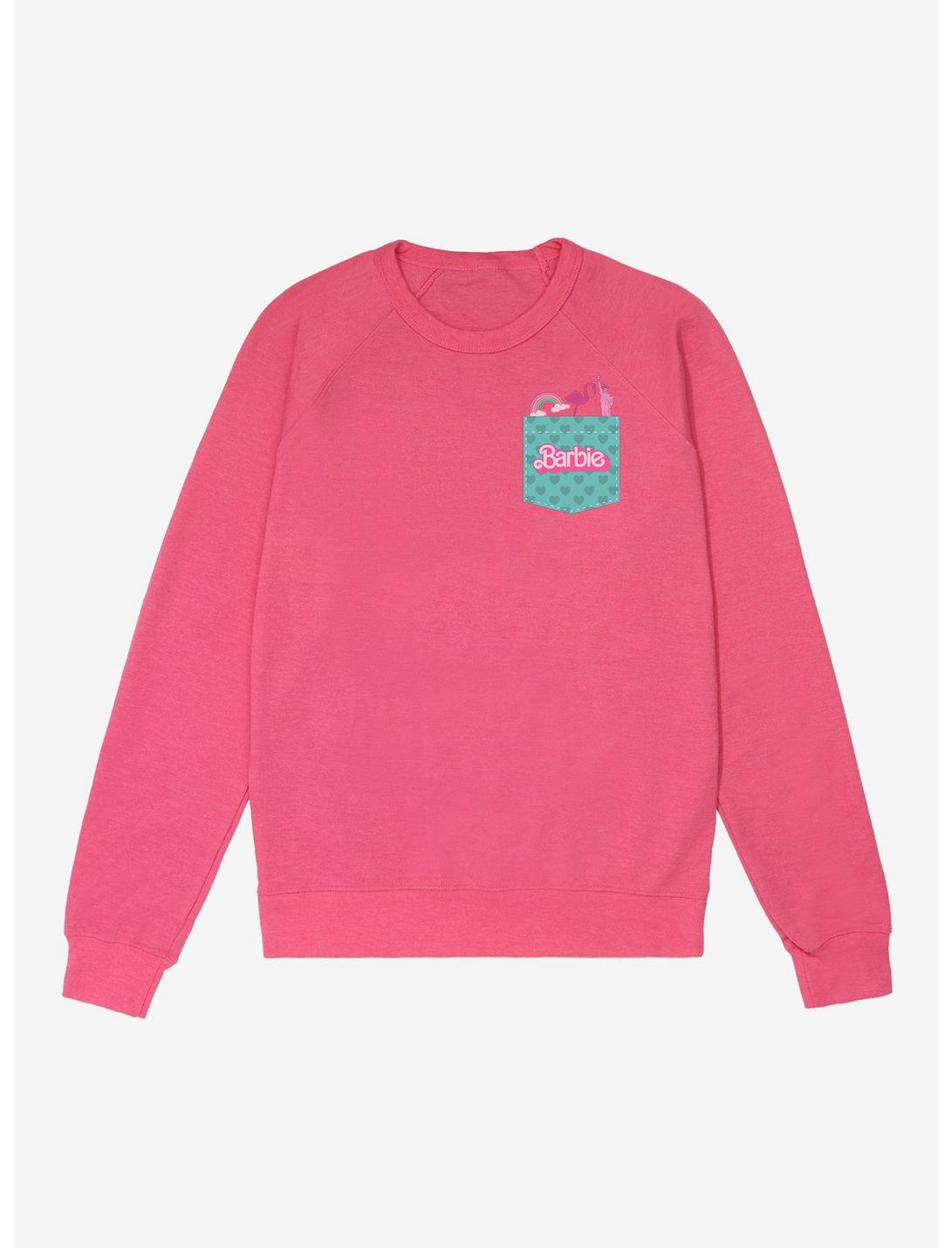 Barbie Pocket Graphic French Terry Sweatshirt, HELICONIA HEATHER, hi-res