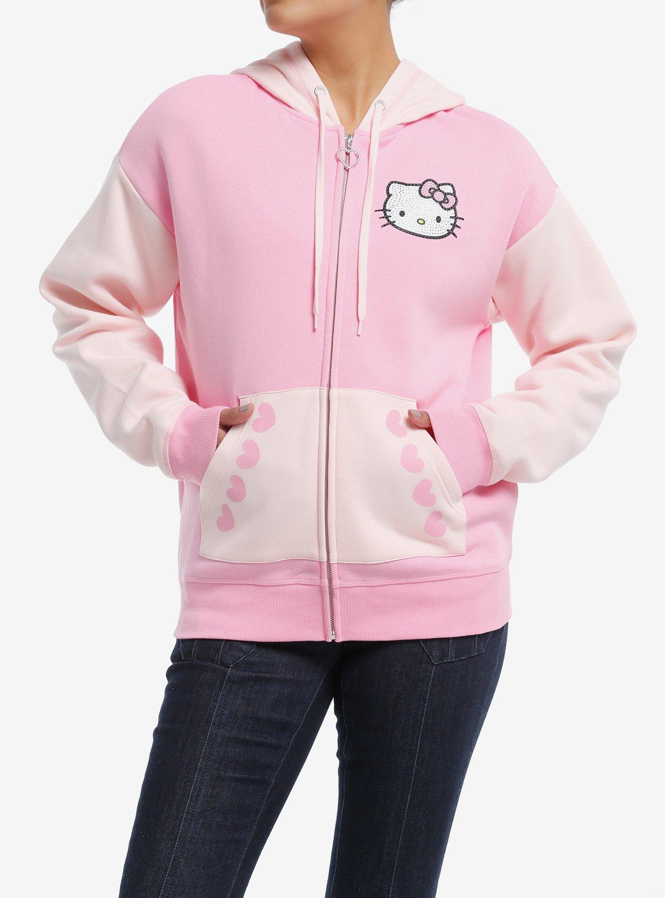 Hello Kitty Rhinestone Color-Block Girls Hoodie, , hi-res