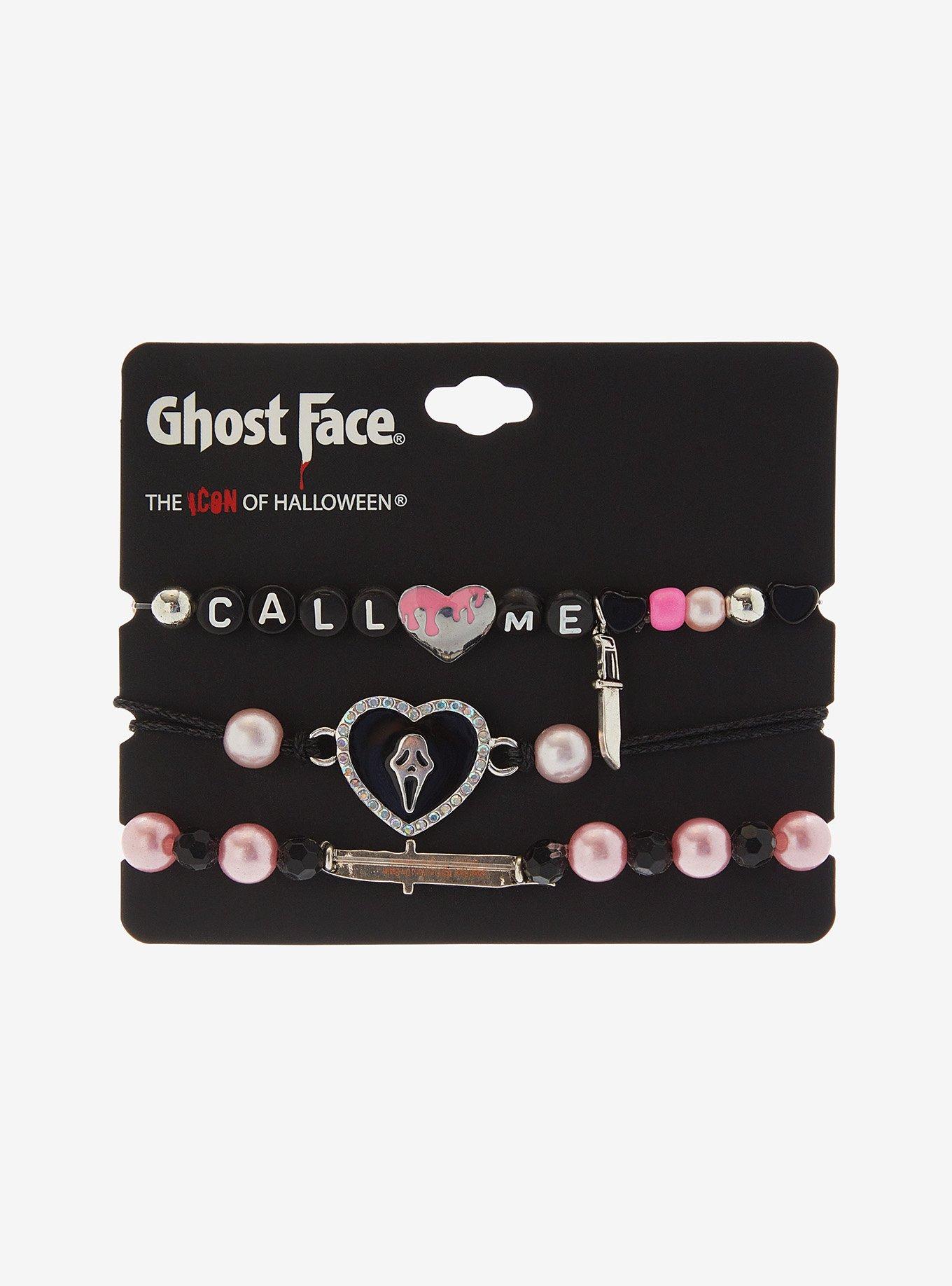 Scream Ghost Face Pink Bead Bracelet Set, , hi-res