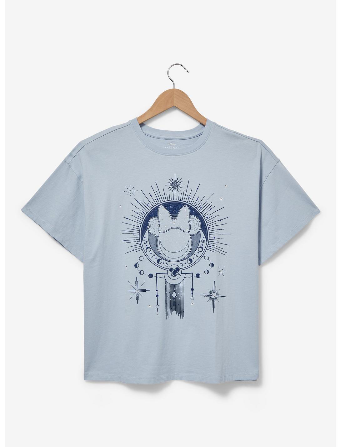 Disney Minnie Mouse Celestial Patterned Rhinestone Women's T-Shirt - BoxLunch Exclusive, LIGHT BLUE, hi-res