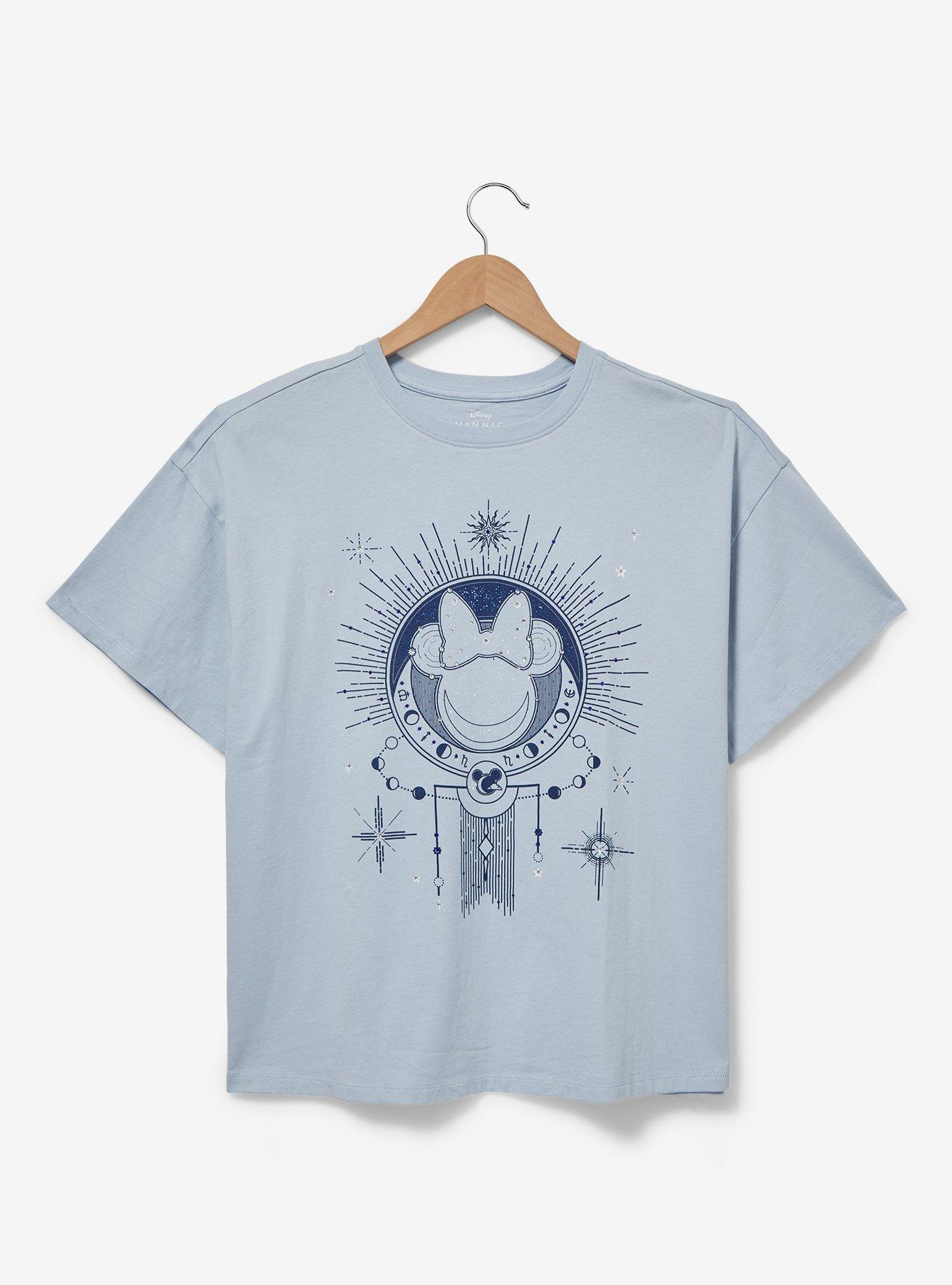 Disney Minnie Mouse Celestial Patterned Rhinestone Women's T-Shirt - BoxLunch Exclusive, LIGHT BLUE, hi-res