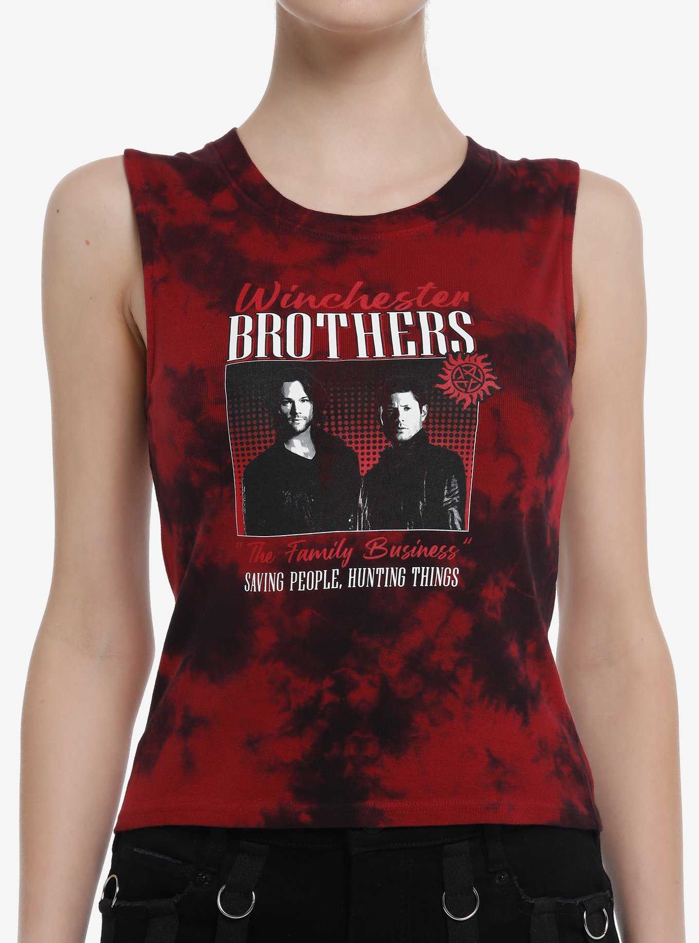 Supernatural Winchester Brothers Tie-Dye Girls Crop Muscle Tank Top, , hi-res