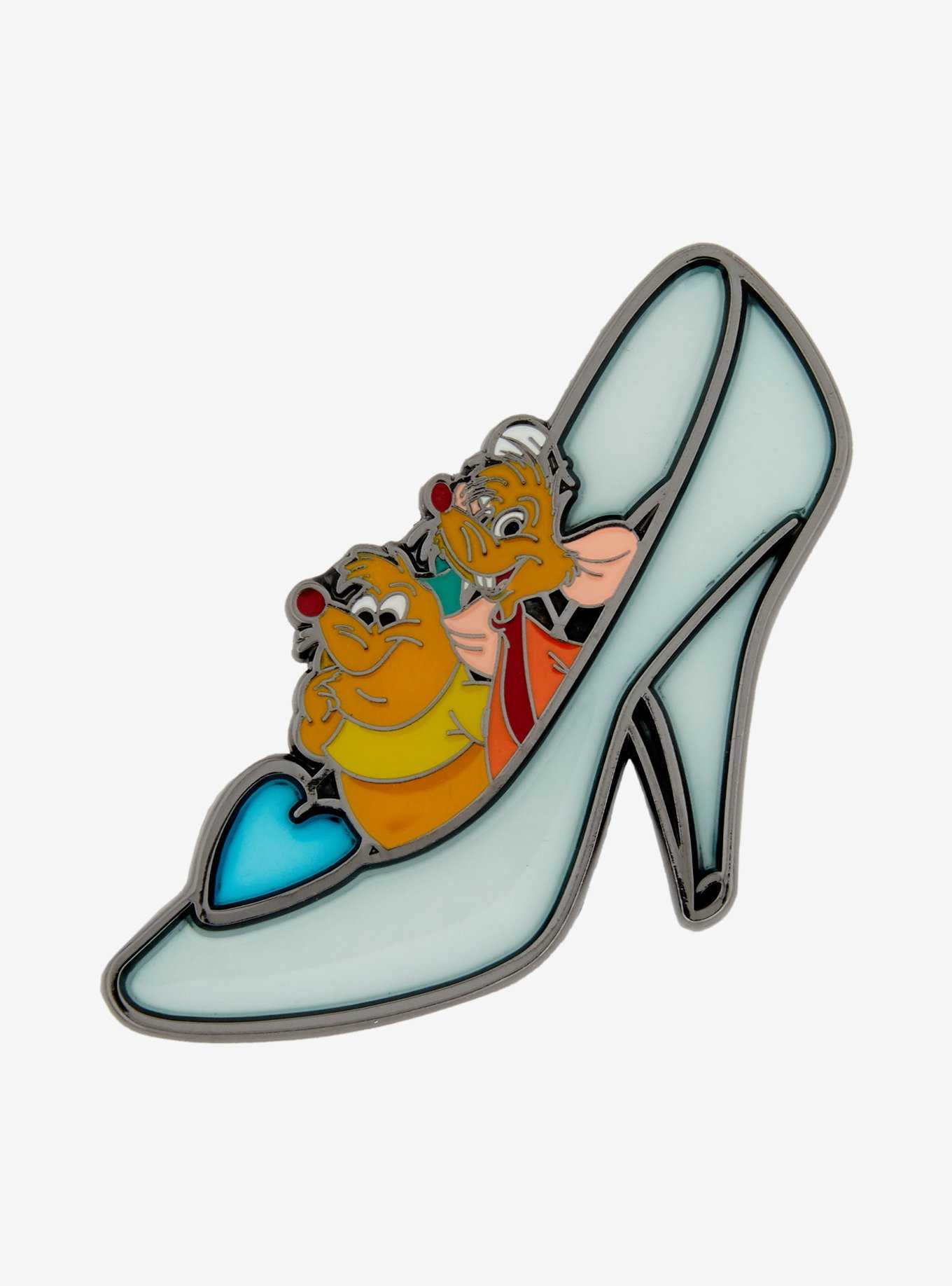 Loungefly Disney Cinderella Mice Glass Shoe Enamel Pin, , hi-res