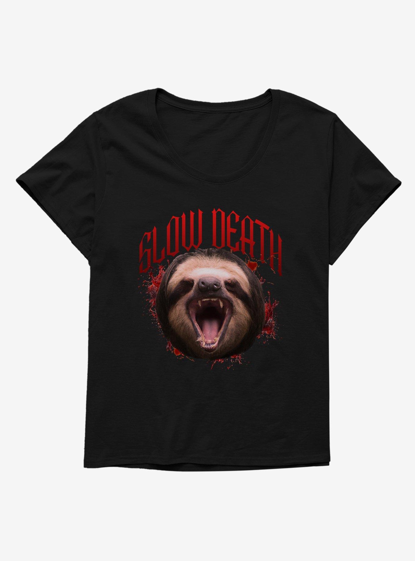 Sloth Slow Death Womens T-Shirt Plus Size, BLACK, hi-res