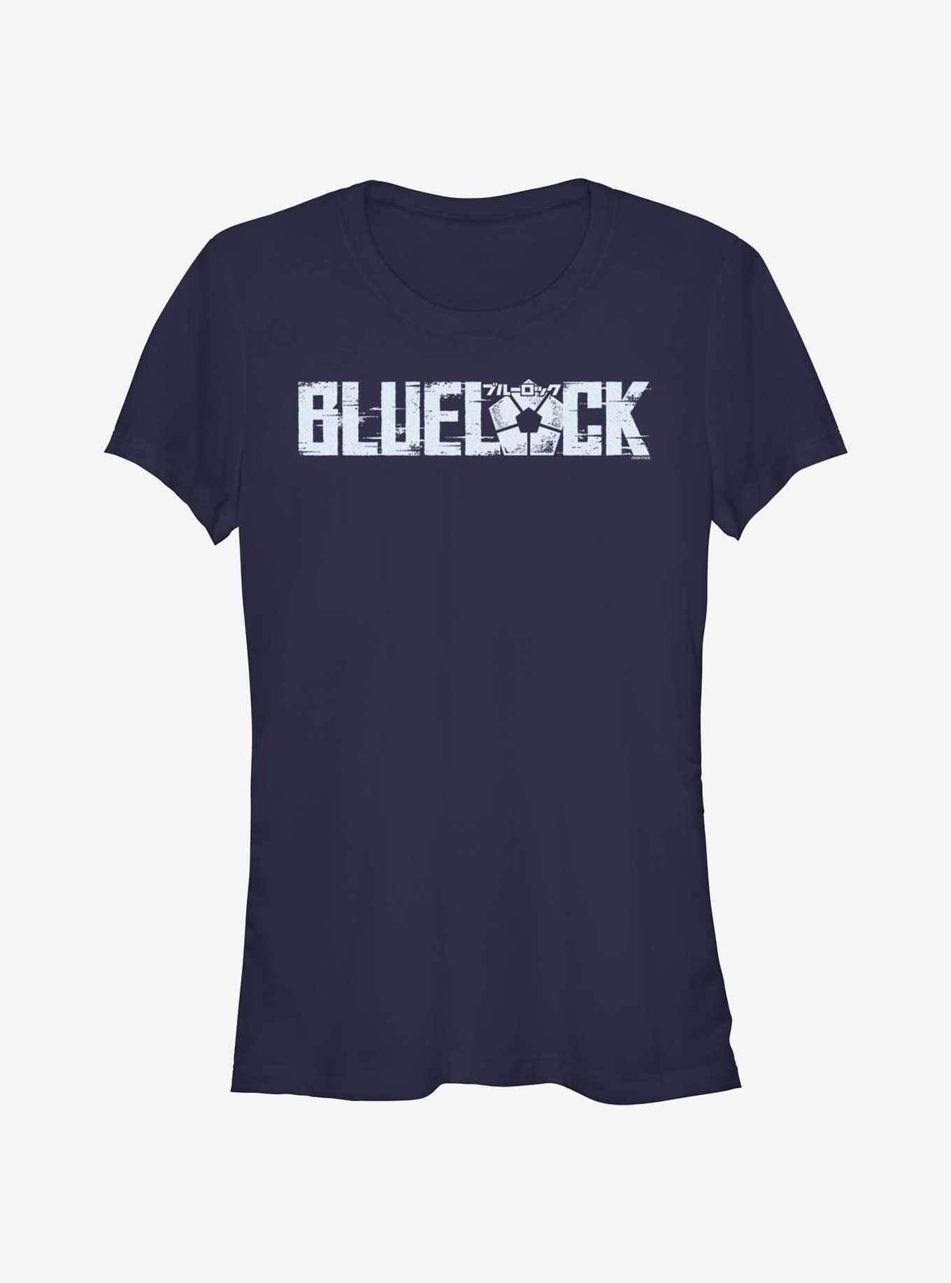 Blue Lock Glitch Logo Girls T-Shirt, NAVY, hi-res