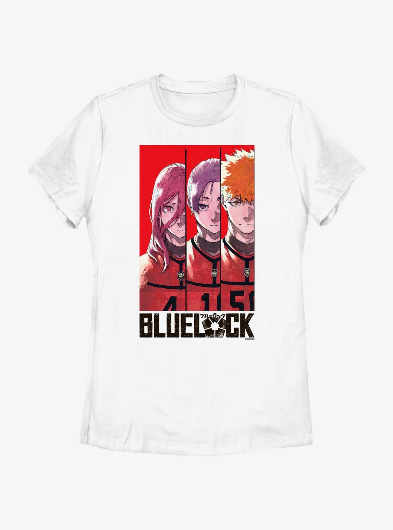 Blue Lock Team Red Hyoma Chigiri Reo Mikage and Rensuke Kunigami Womens T-Shirt, WHITE, hi-res