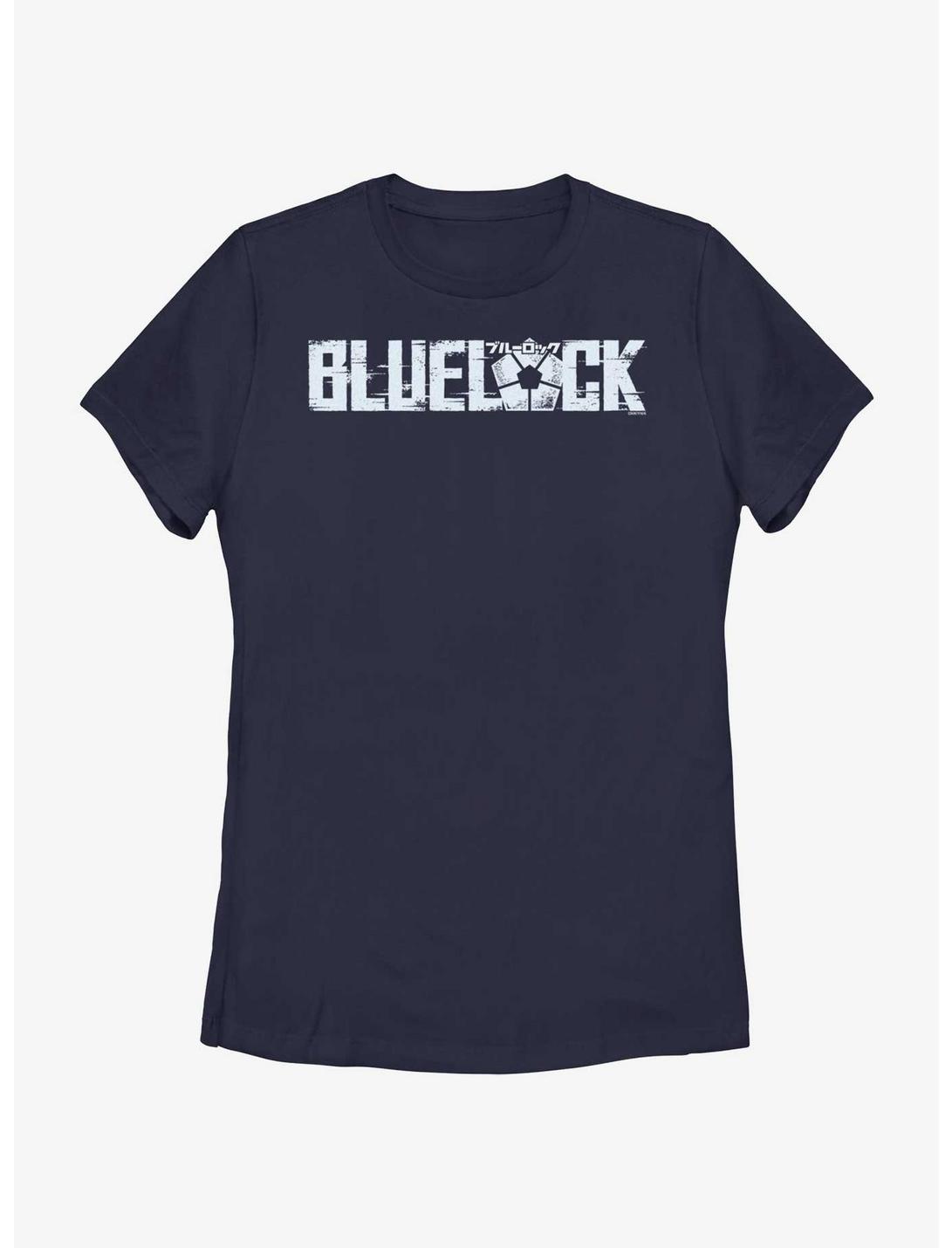 Blue Lock Glitch Logo Womens T-Shirt, NAVY, hi-res