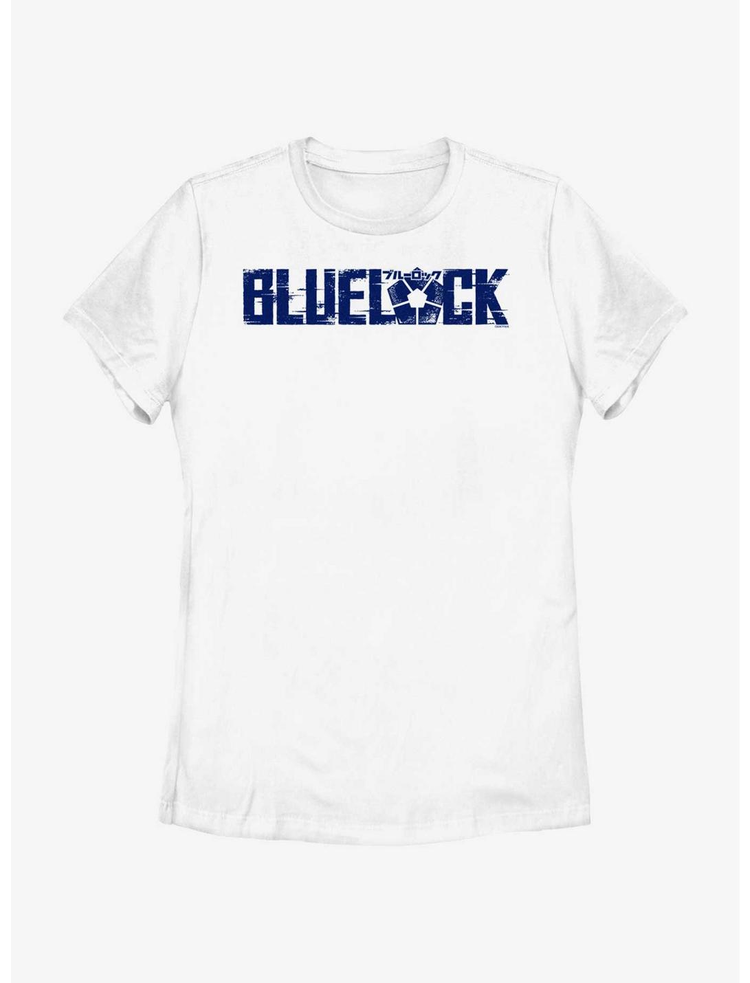 Blue Lock Glitch Logo Womens T-Shirt, WHITE, hi-res