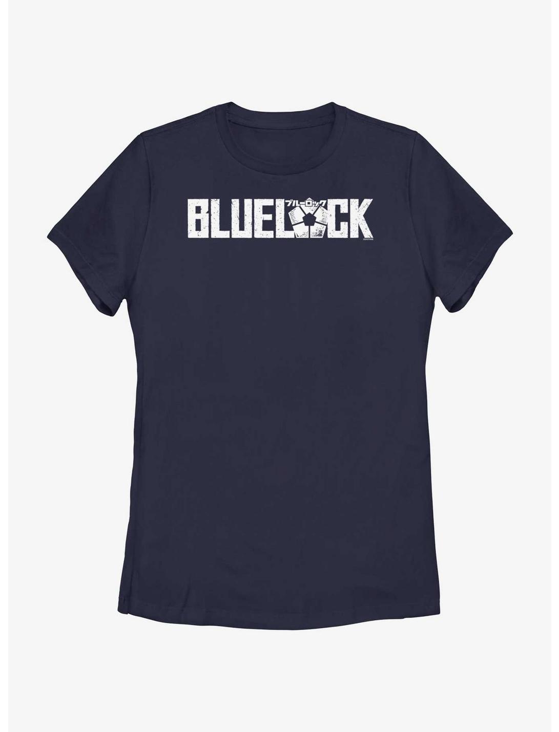 Blue Lock Glitch Logo Womens T-Shirt, NAVY, hi-res