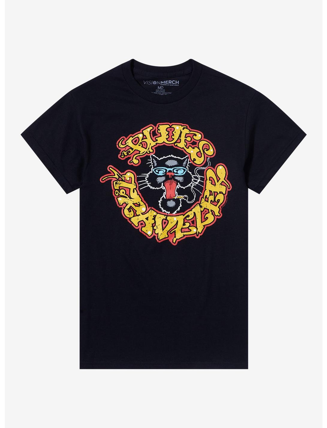 Blues Traveler Smoking Cat T-Shirt, BLACK, hi-res