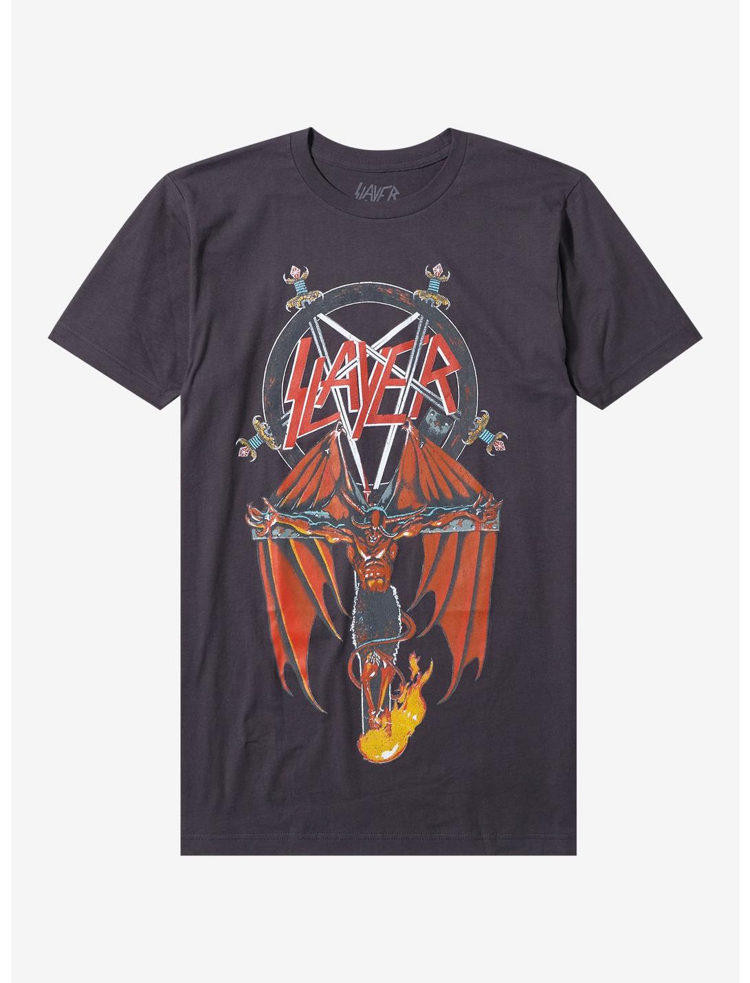 Slayer Crucified Devil T-Shirt, CHARCOAL, hi-res