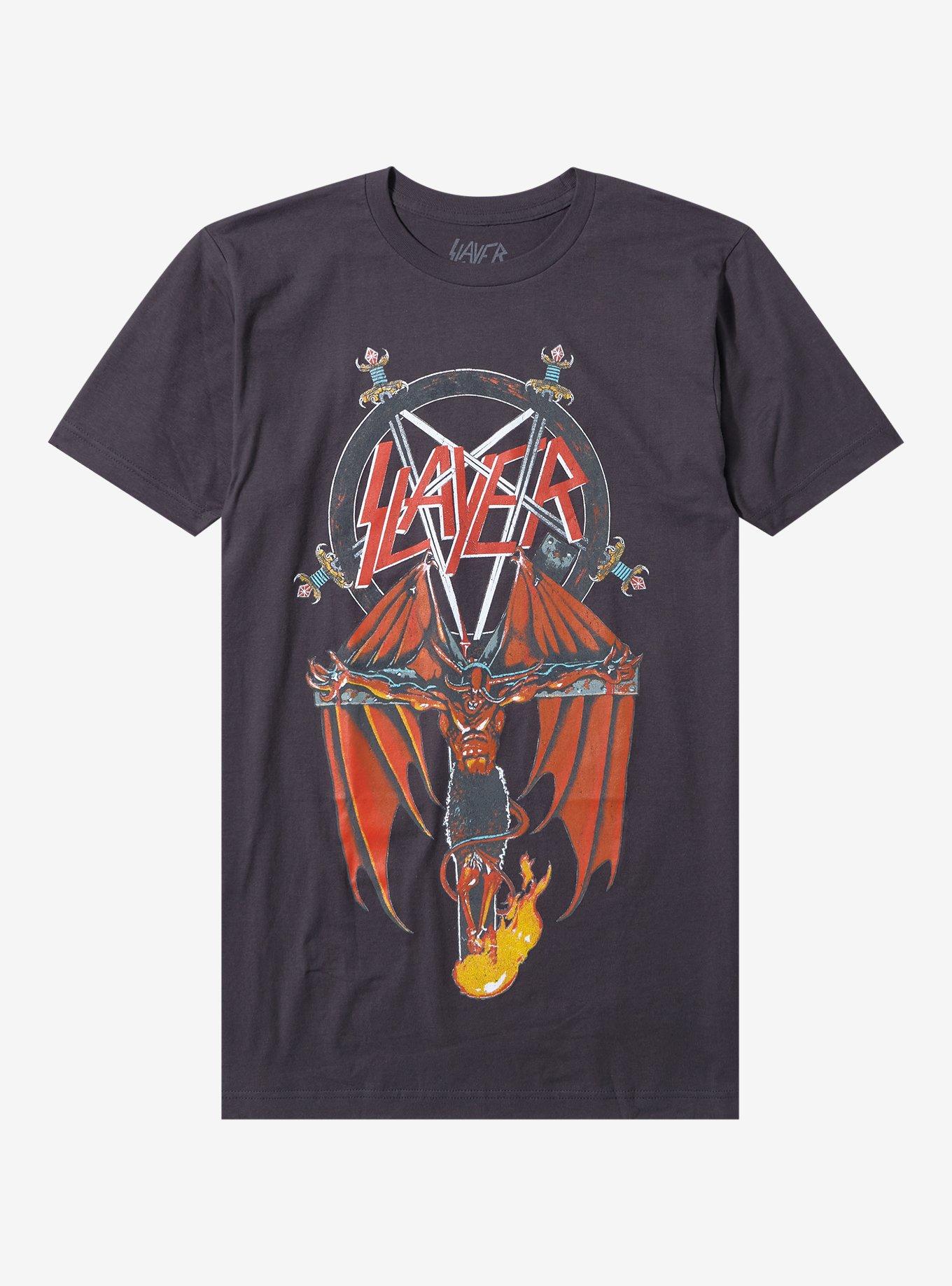 Slayer Crucified Devil T-Shirt, CHARCOAL, hi-res