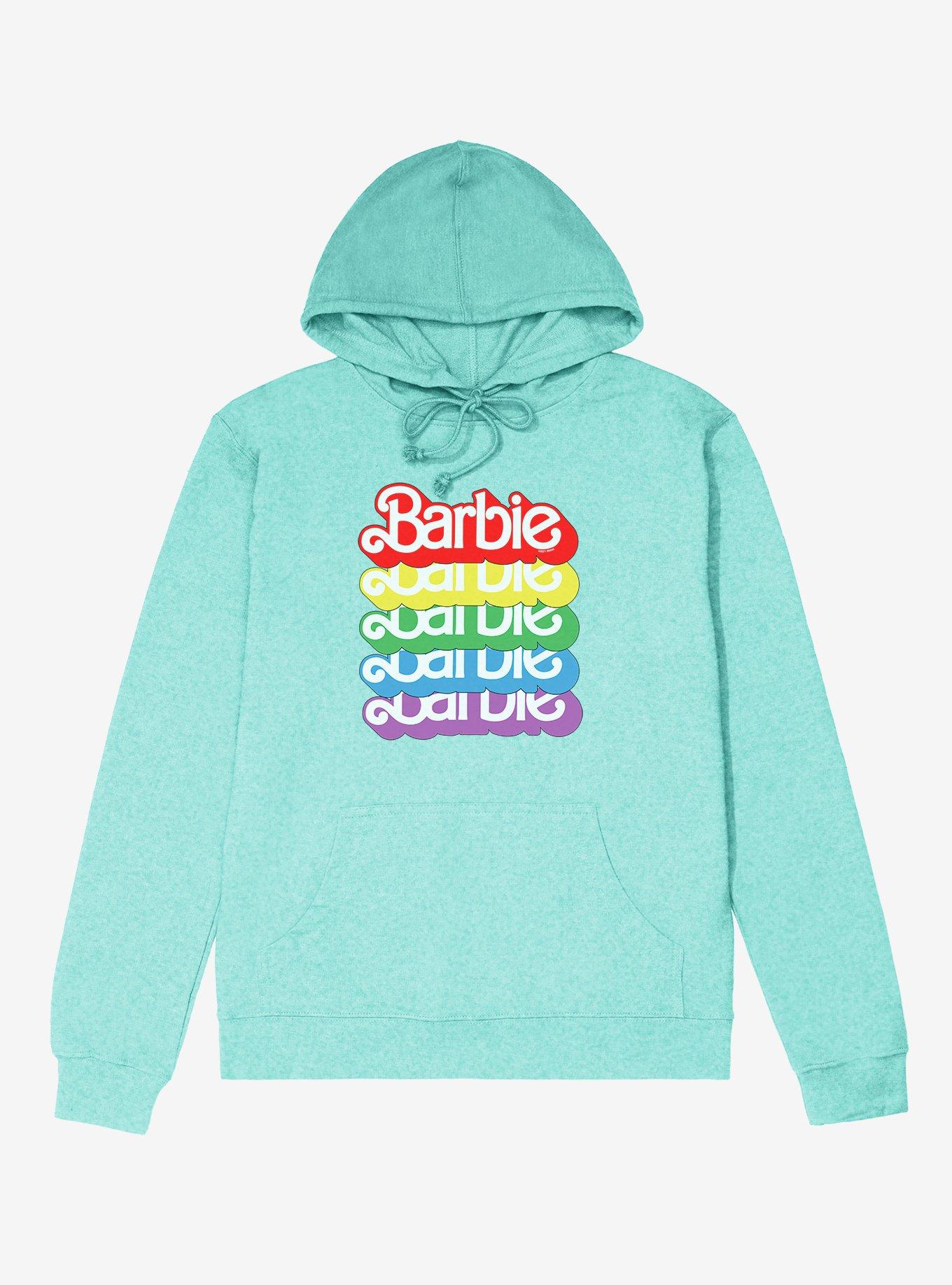 Barbie Text Rainbow Stack Lightweight Hoodie, , hi-res