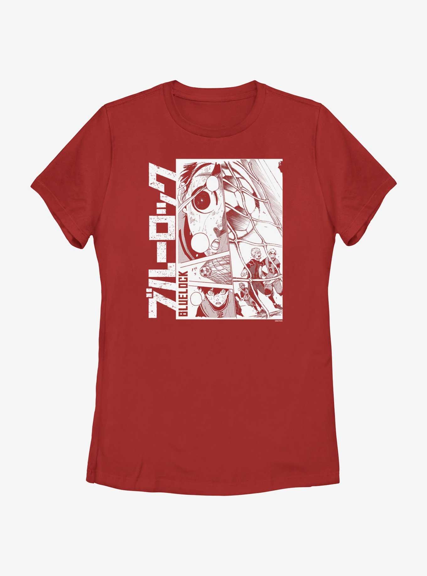 Blue Lock Yoichi Isagi Forward Kick Poster Womens T-Shirt, RED, hi-res