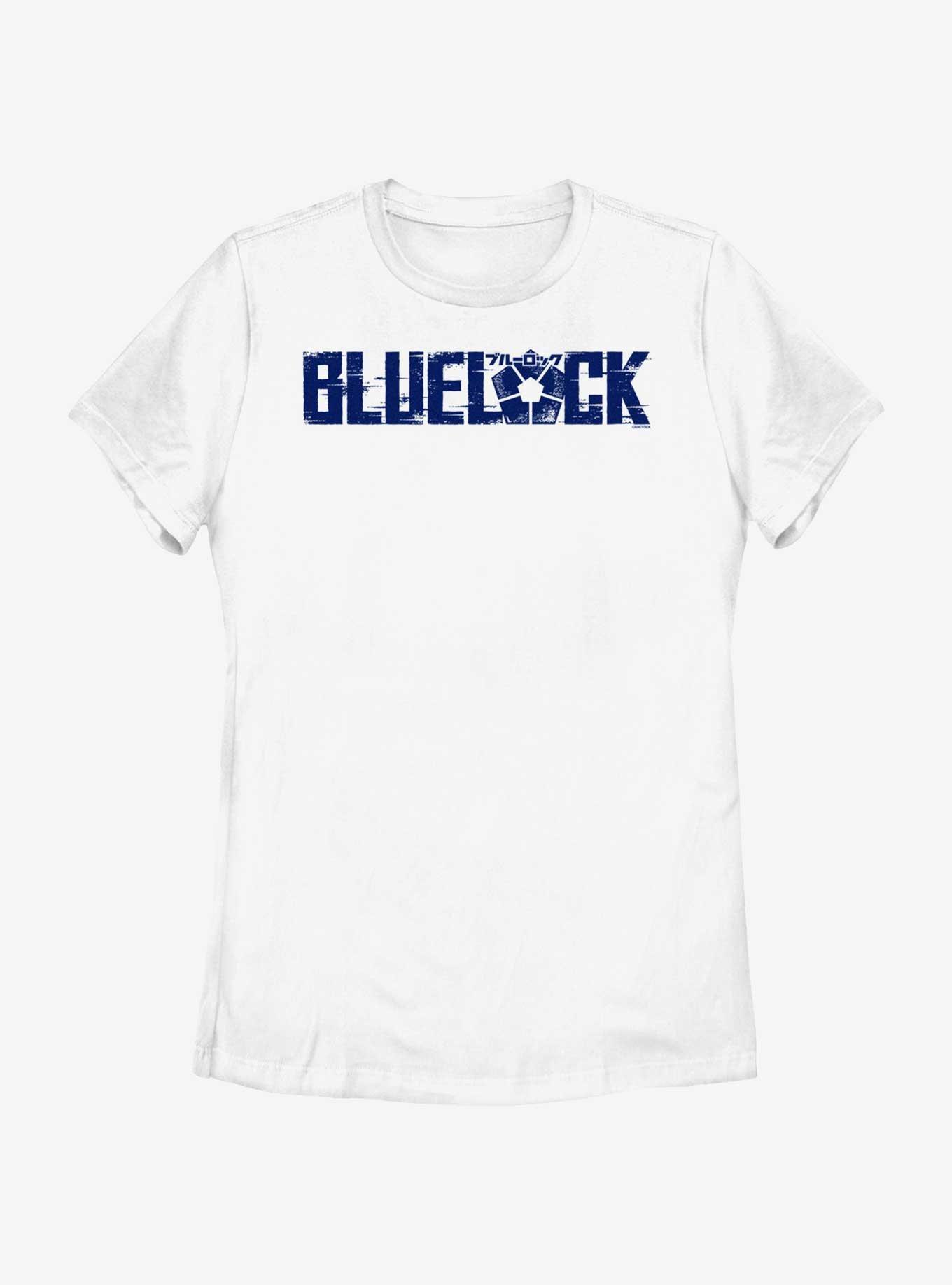 Blue Lock Glitch Logo Womens T-Shirt, WHITE, hi-res