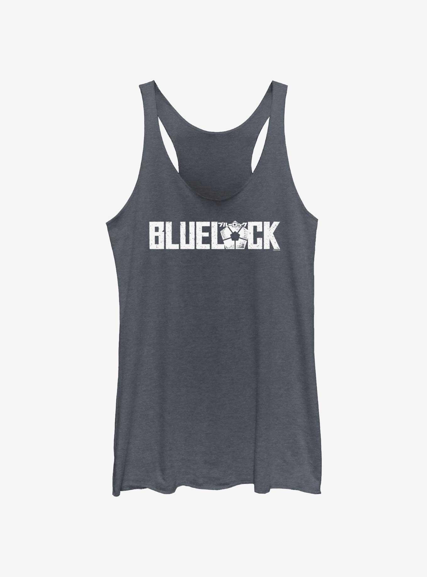 Blue Lock Glitch Logo Womens Tank Top, NAVY HTR, hi-res