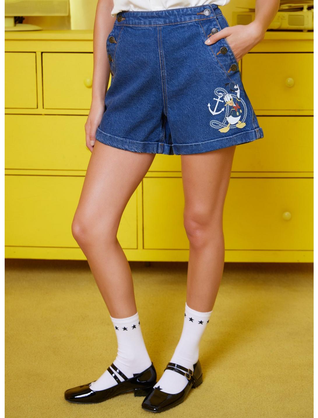 Her Universe Disney Donald Duck Denim Sailor Shorts, MULTI, hi-res