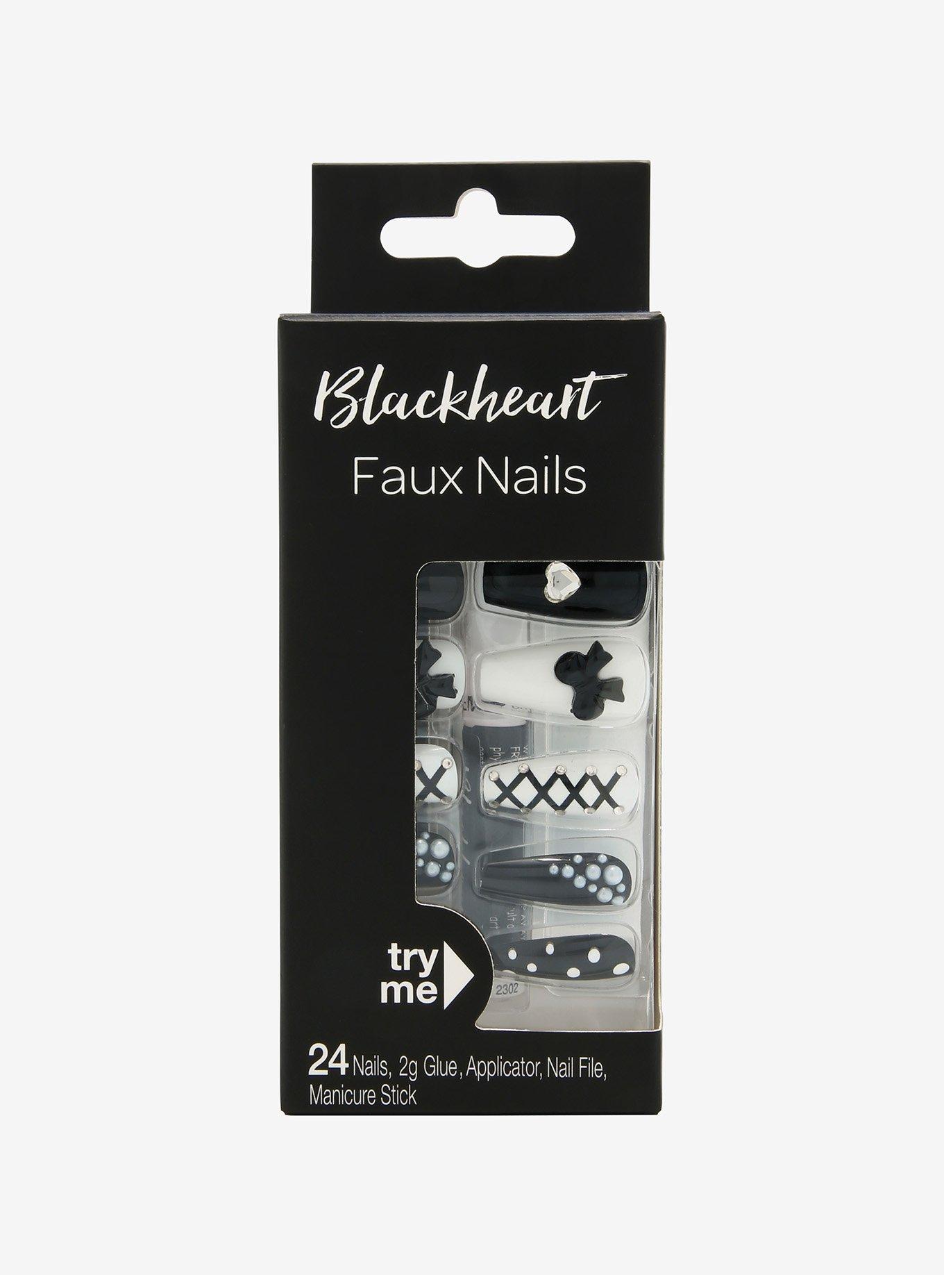Blackheart Black & White Lolita Faux Nail Set