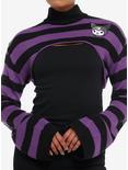 Kuromi Black & Purple Stripe Bolero Girls Crop Shrug, MULTI, hi-res