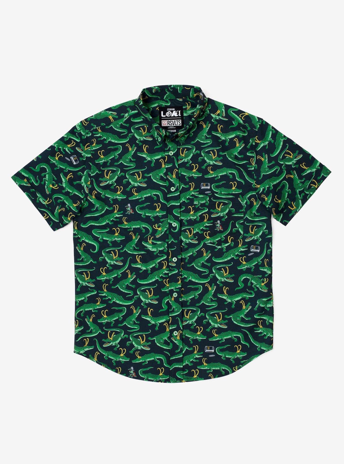 RSVLTS Marvel Loki "The Nexus Event" Button-Up Shirt, GREEN, hi-res
