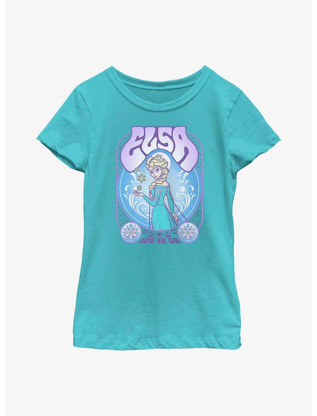 Disney Frozen Elsa Retro Youth Girls T-Shirt, TAHI BLUE, hi-res