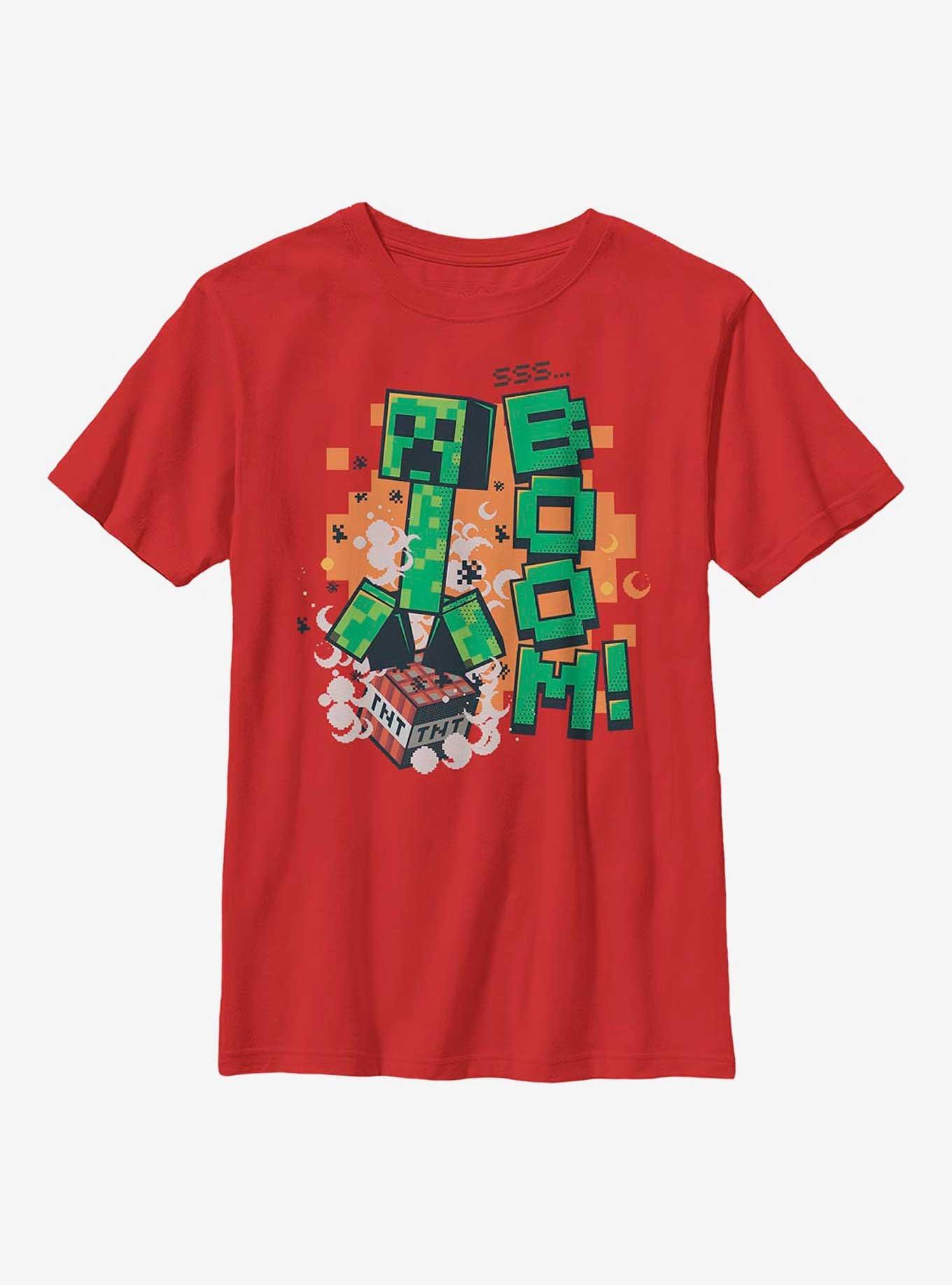 Minecraft SSS Boom Youth T-Shirt, RED, hi-res