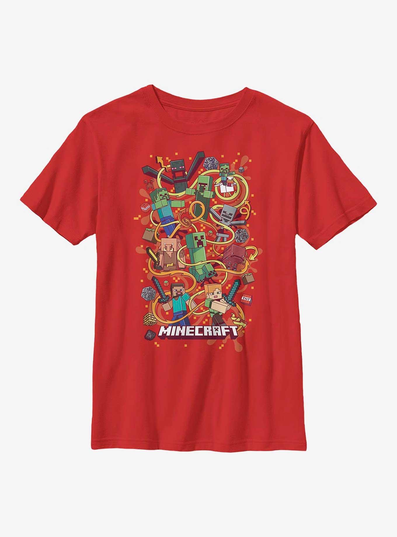 Minecraft Fun Arrow Composition Featuring Chicken Jockey Youth T-Shirt, , hi-res