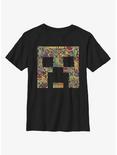 Minecraft Creeper Face Collage Youth T-Shirt, BLACK, hi-res