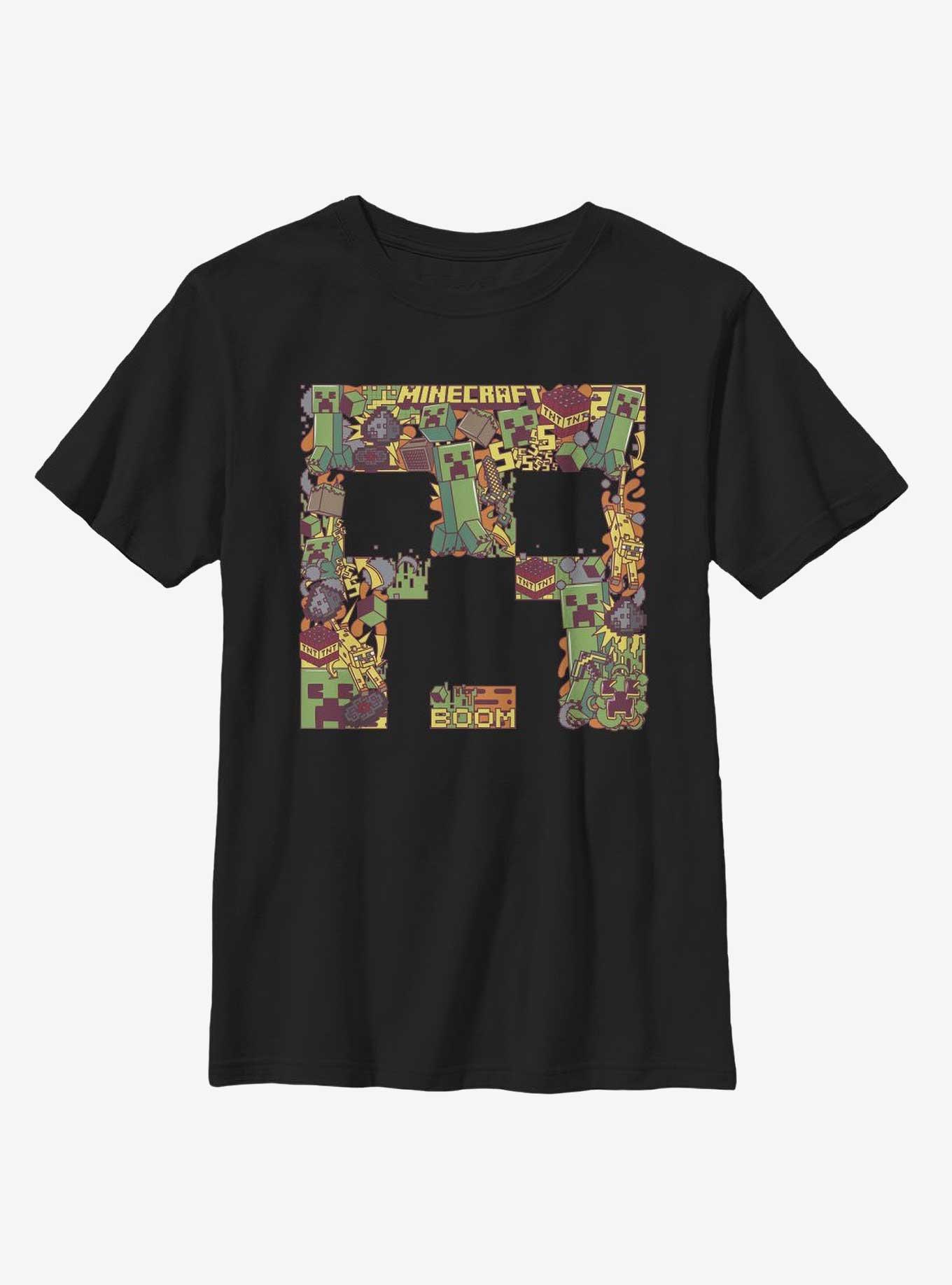 Minecraft Creeper Face Collage Youth T-Shirt, , hi-res