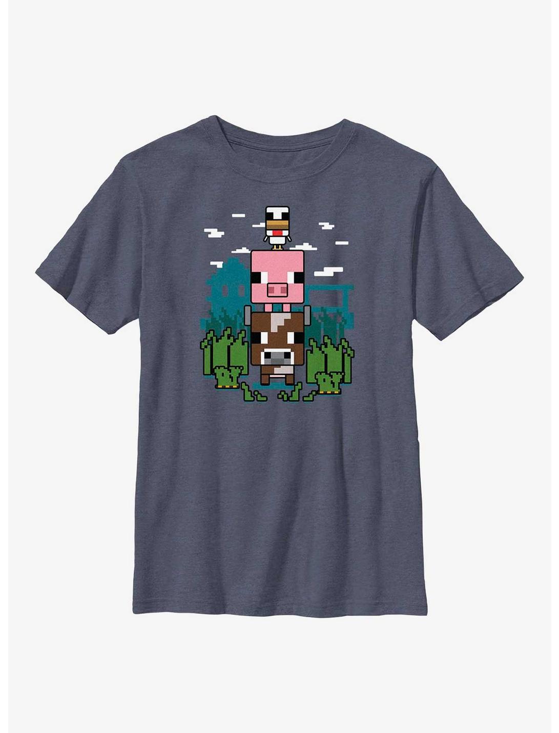Minecraft Animal Stack Youth T-Shirt, NAVY HTR, hi-res