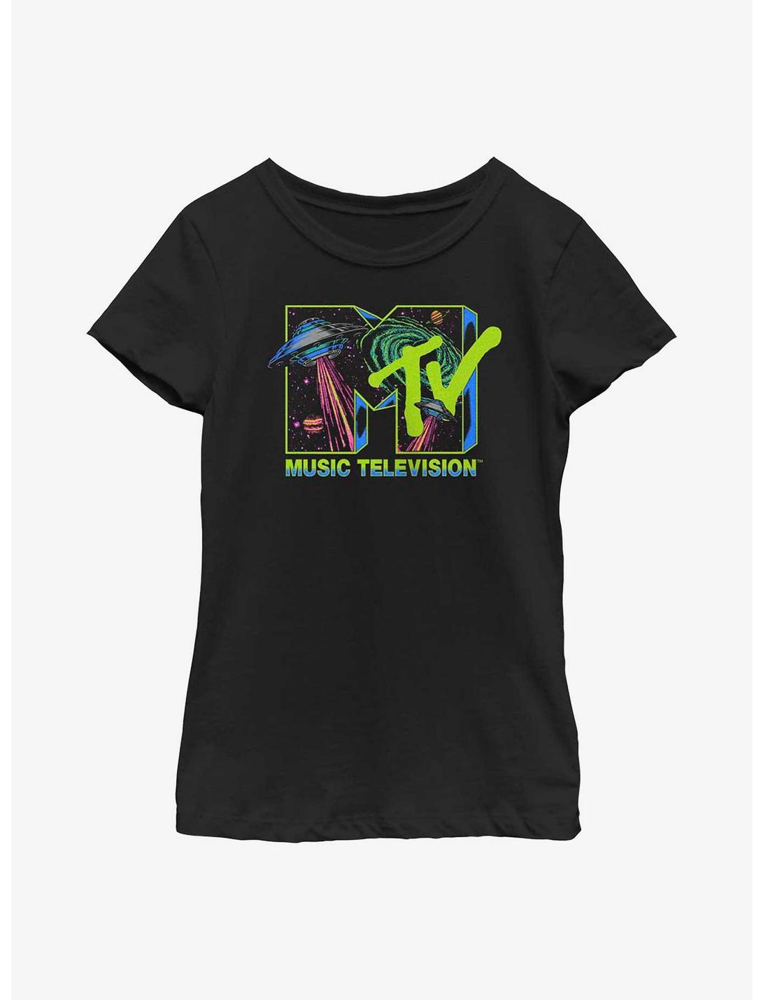 MTV Space Retro Logo Youth Girls T-Shirt, BLACK, hi-res