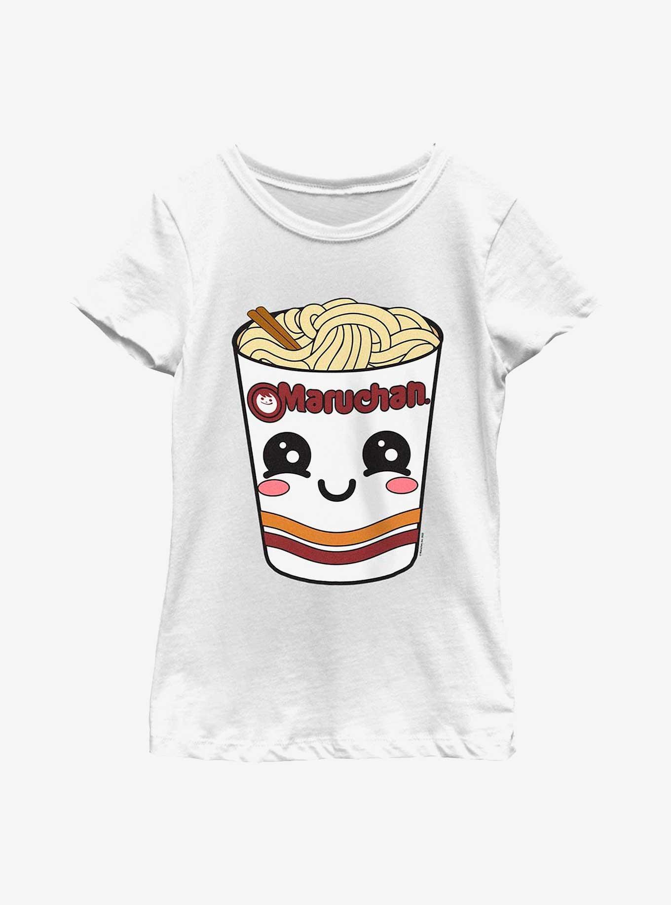 Maruchan Face Cup-8 Youth Girls T-Shirt, WHITE, hi-res