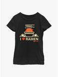 Maruchan Heart Ramen 4Eva Youth Girls T-Shirt, BLACK, hi-res
