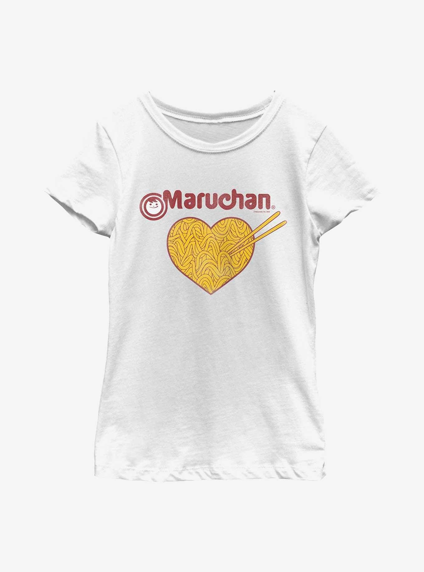 Maruchan Noodles Heart Youth Girls T-Shirt, WHITE, hi-res