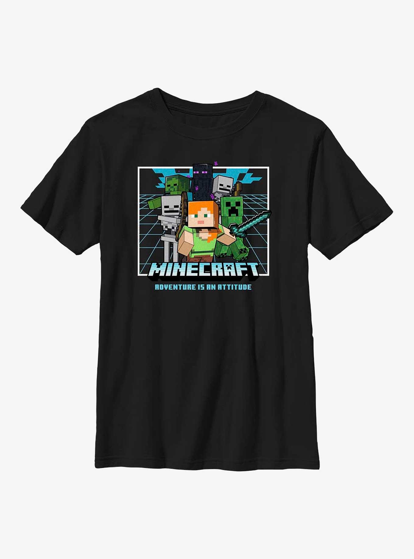 Minecraft Adventure Is An Attitude Youth T-Shirt, BLACK, hi-res