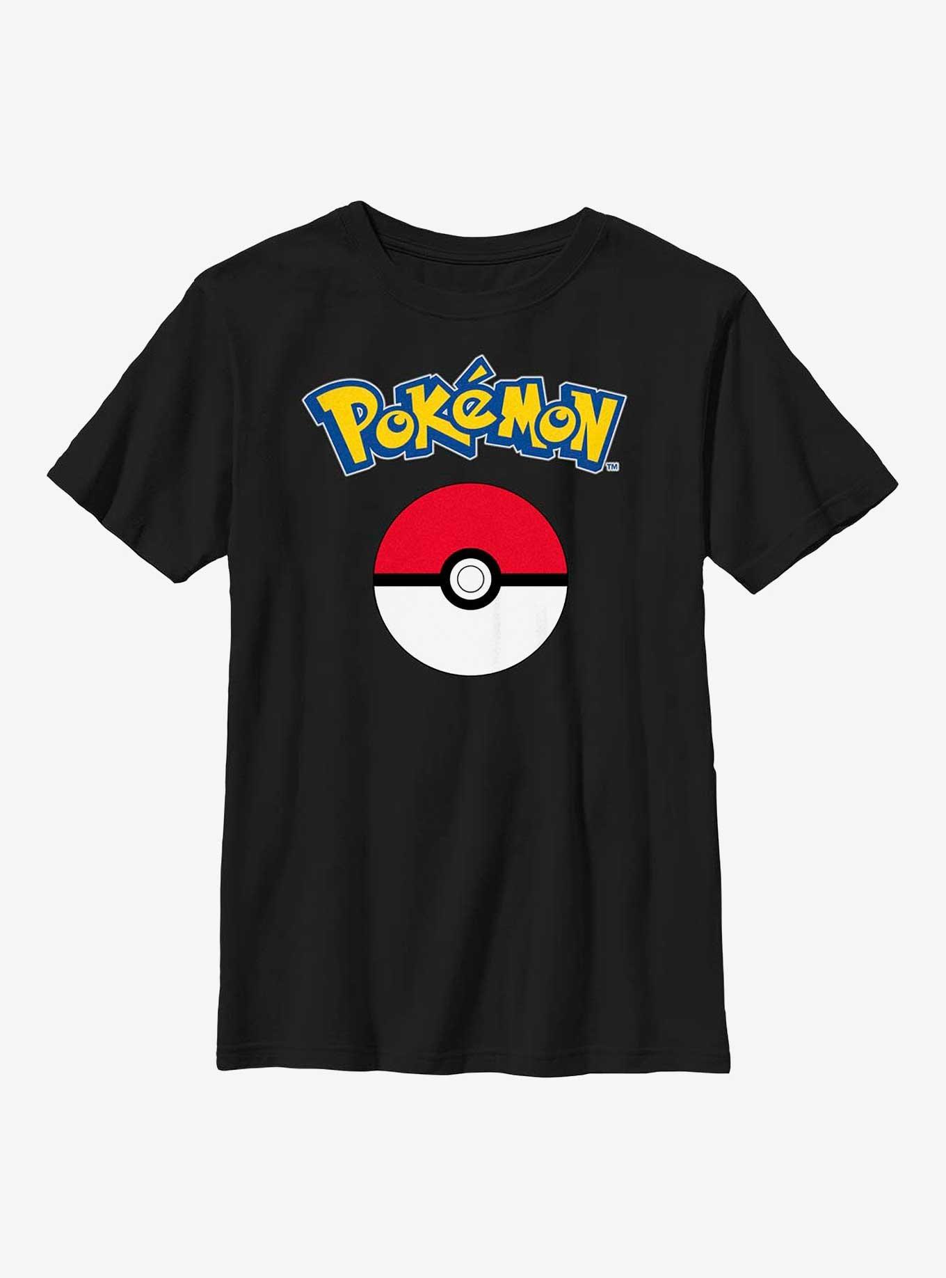 Pokemon Poke Ball Logo Youth T-Shirt, BLACK, hi-res