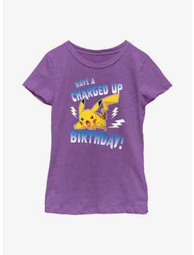Pokemon Pikachu Jump Have A Charged Up Birthday Youth Girls T-Shirt, , hi-res