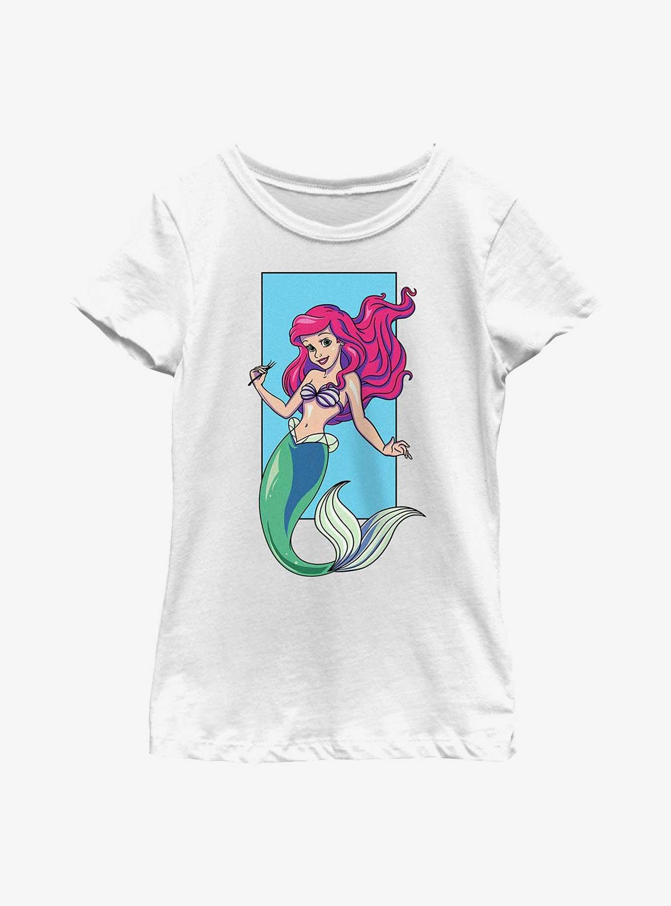 Disney The Little Mermaid Ariel Portrait Youth Girls T-Shirt, WHITE, hi-res